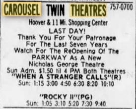 Carousel Twin Theatres - NOV 4 1979 CLOSING